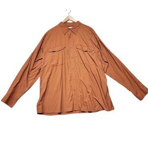 Cabelas Mens XL Button-Up Rust Orange‎ Nylon Shirt UPF 30 Sun Outdoor Fishing